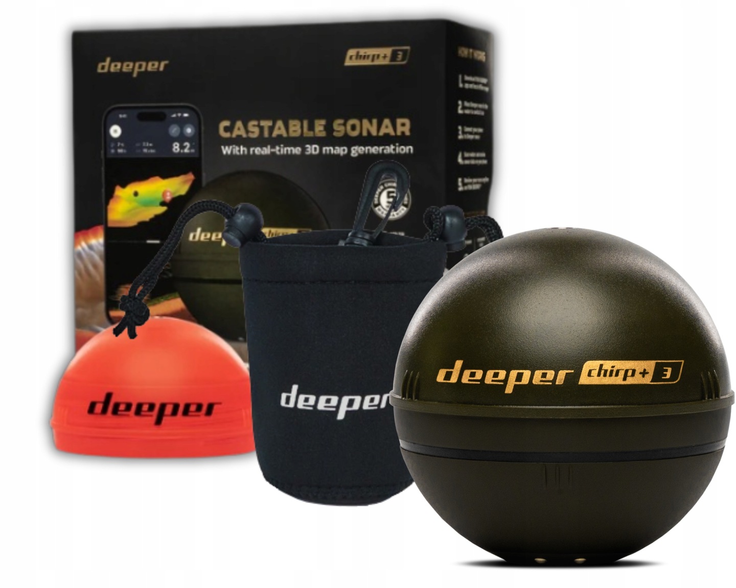 Deeper Echosonda smart Deeper Chirp+ 3 (gps Batymetria 3D Pro)