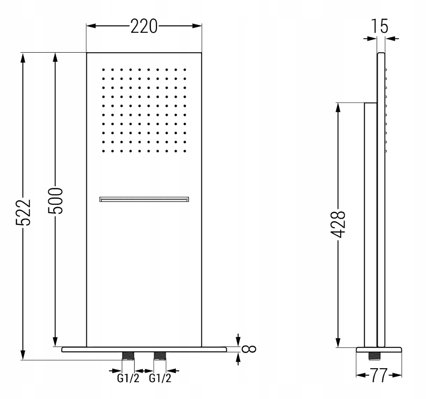 MEXEN DESZCZOWNICA ŚCIENNA WATERFALL SLIM CHROM Typ natynkowy