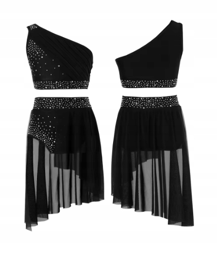 Strój Do Gimnastyki 146 Balet Sukienka Tutu Do Tańca Czarny Komplet 2585