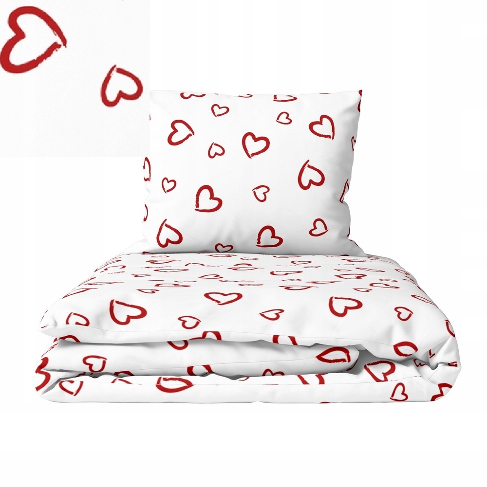 Sada Povlečení 160x200 2x70x80, 100% Bavlna, 140 g/m2, vzor: 266 – srdce