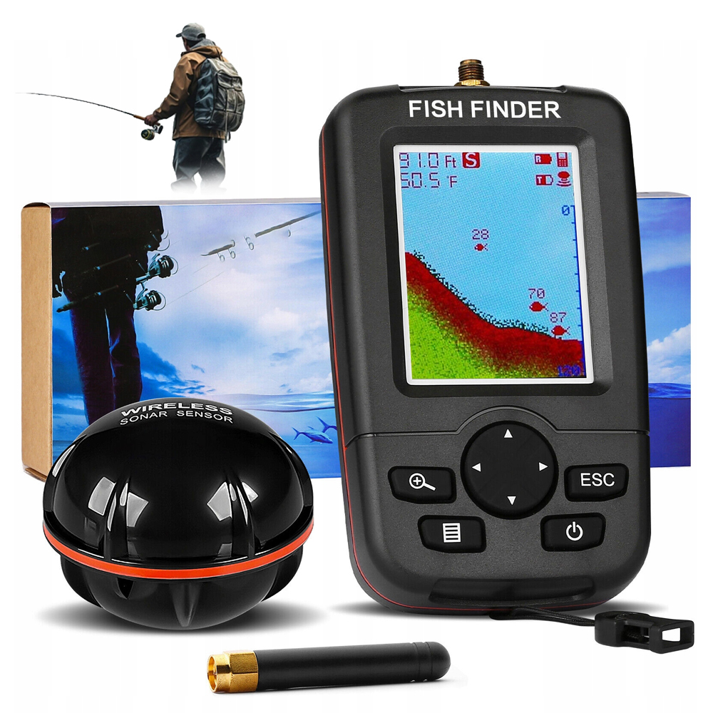 Echosonda Sonar Bezprzewodowy 2-48 Stóp Sonar Wykrywacz Ryb- Bezprzewodowa