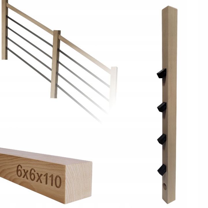 Kantovka Dřevěný sloupek Bukový 6x6x110 cm Profil 25x25 Trubky Pod Úhelem
