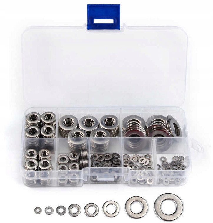 

Zestaw 400 podkładek ze stali nierdzewnej