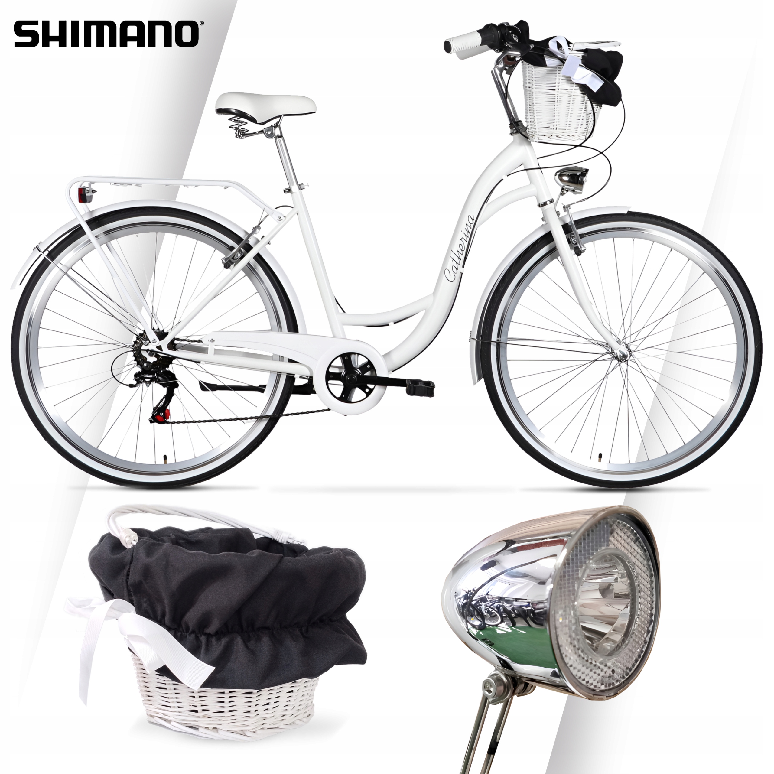 Damski Rower miejski 7Biegów 26"/28" ramy 17"/19" 160-180 cm+KOSZ Wiklinowy