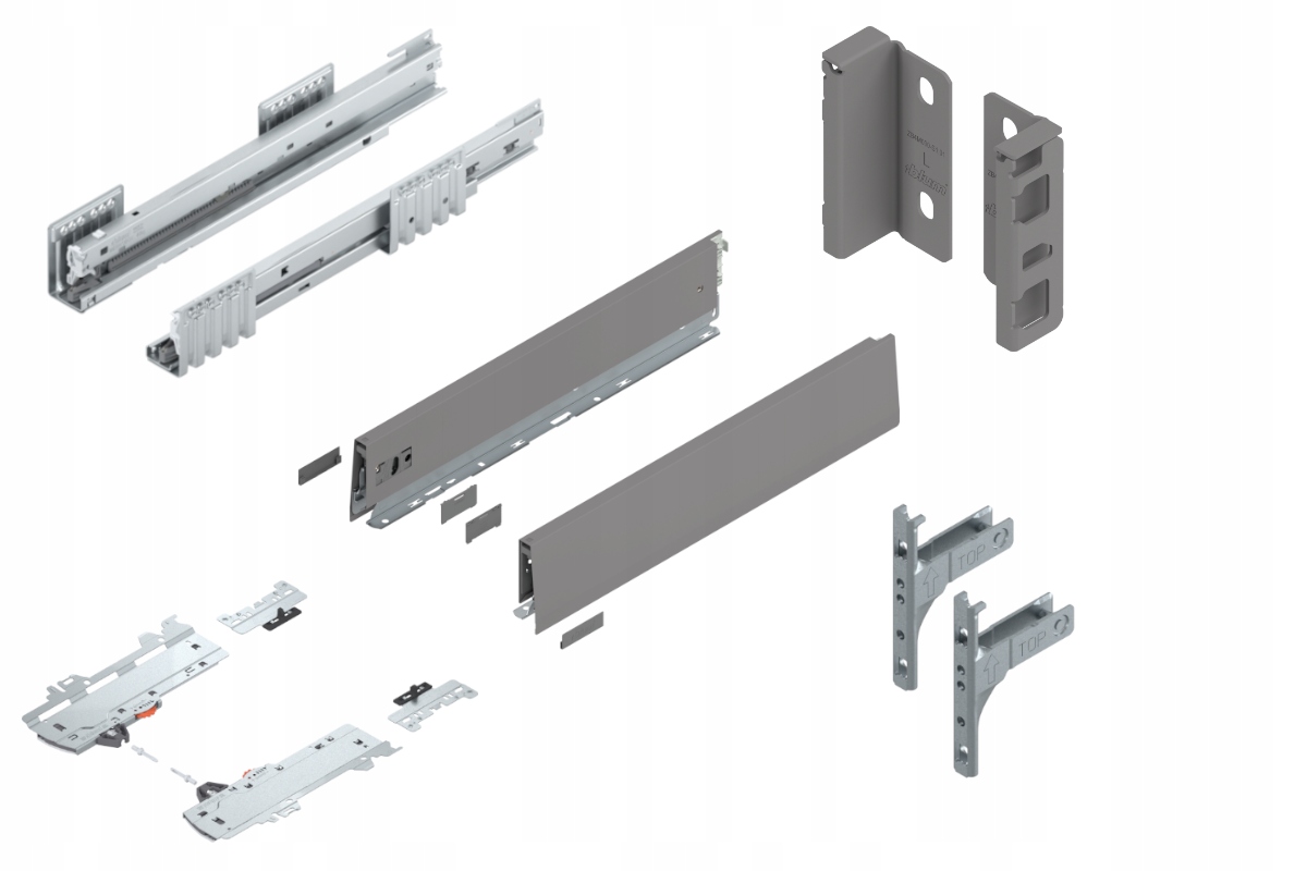 Blum Šuplík 450 zásuvka Low M Tip-On šedá
