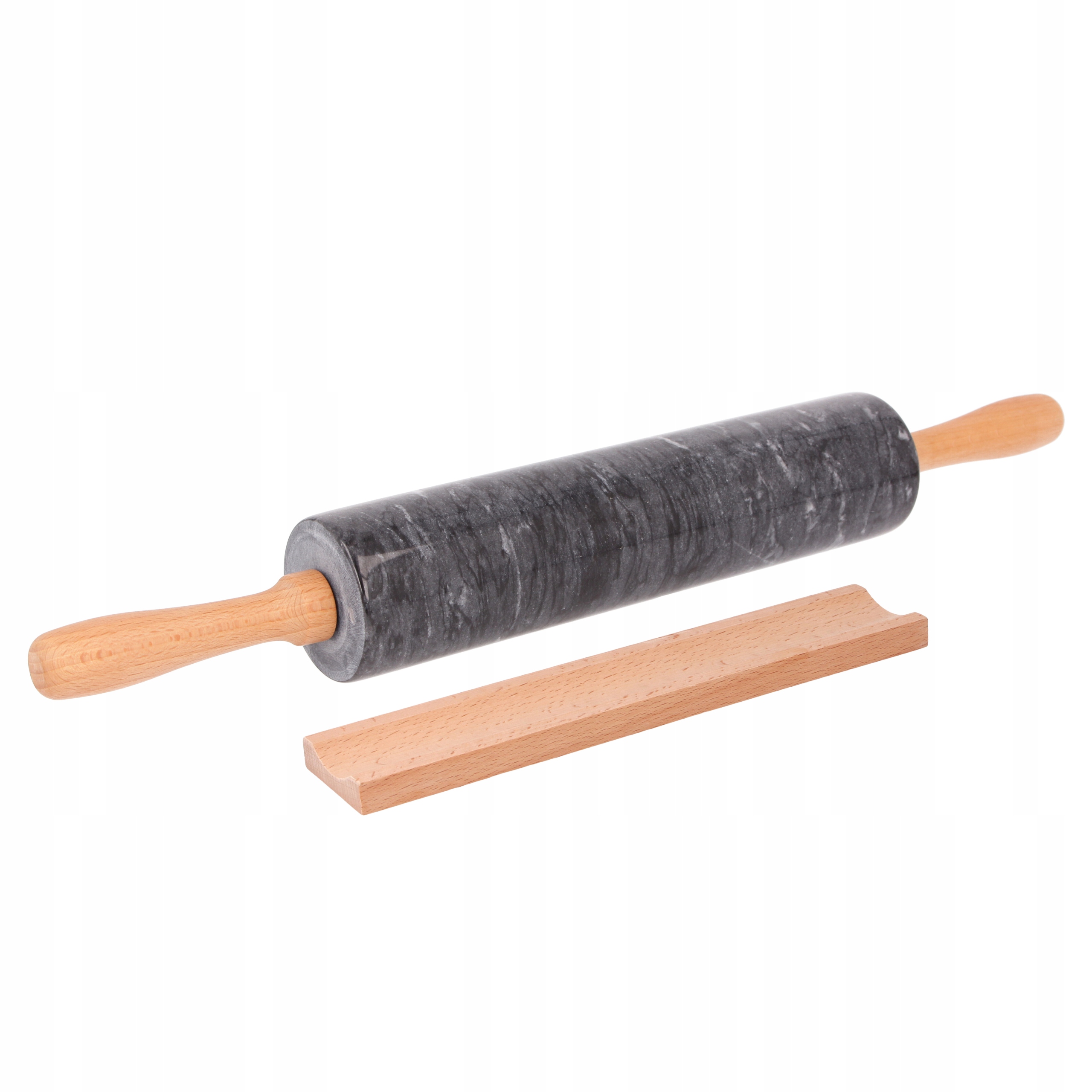 Wałek obrotowy drewniany KAMIENNY do ciasta PODSTAWKA 3145