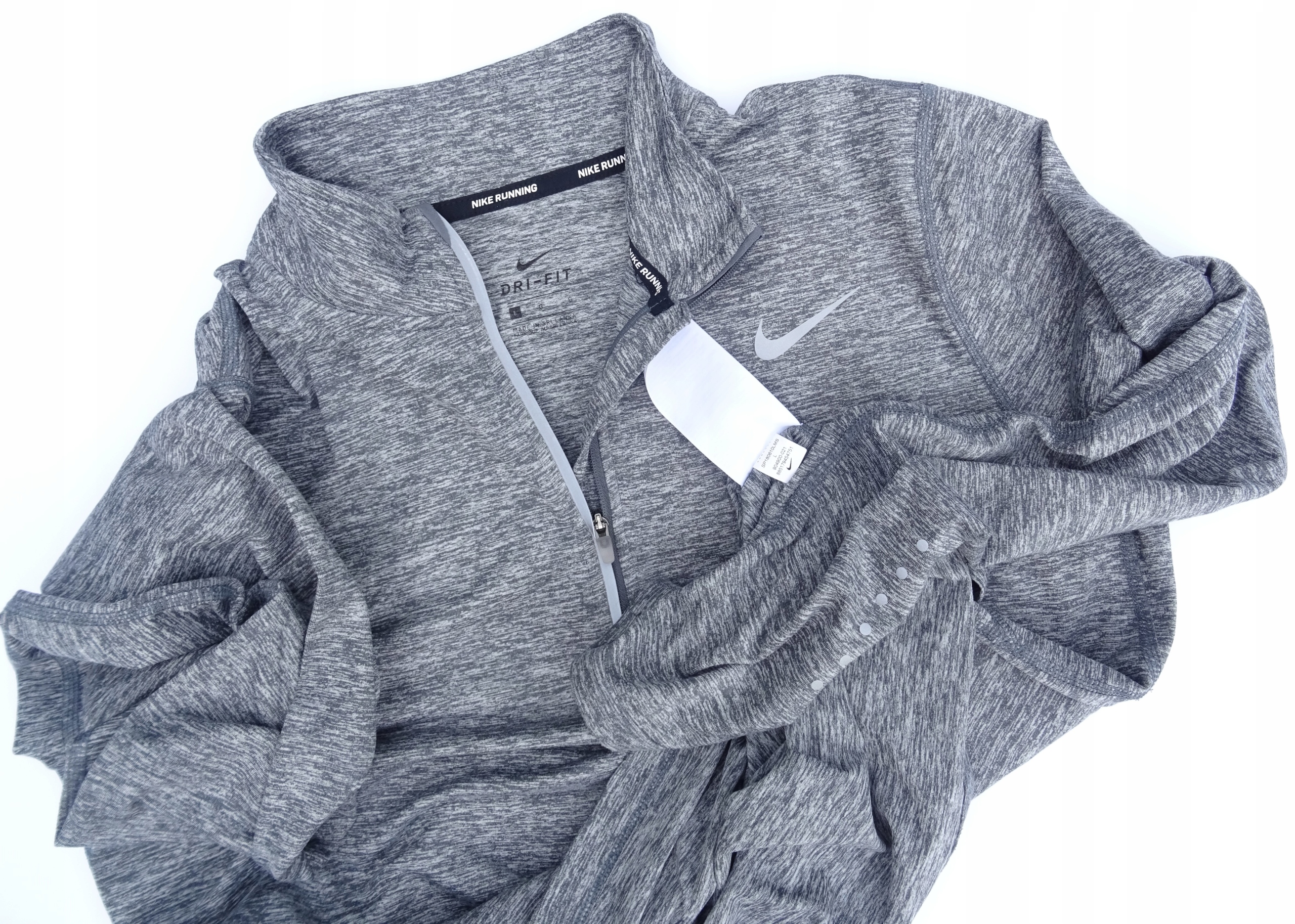 NIKE Runing bluza szara Dri-Fit - profesjonalna treningowa Rękaw długi rękaw