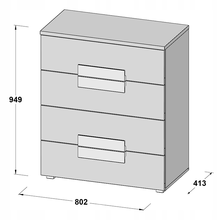 Komoda z szufladami ARKINA LBLK34 FORTE Liczba szuflad 4