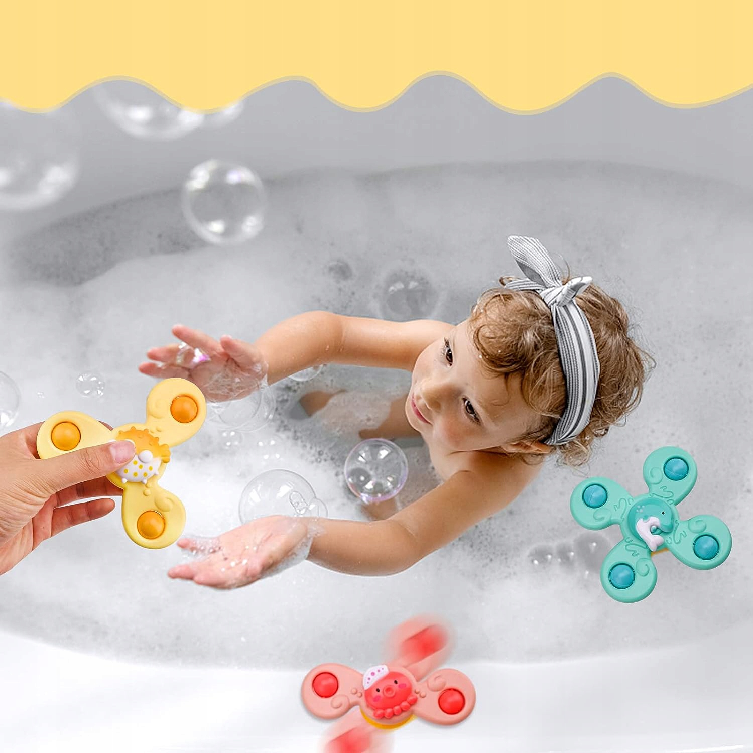 FIDGET SPINNER Z PRZYSSAWKĄ SENSORYCZNĄ ZABAWKA GRZECHOTKA 3 SZTUKI PREZENT Marka inna