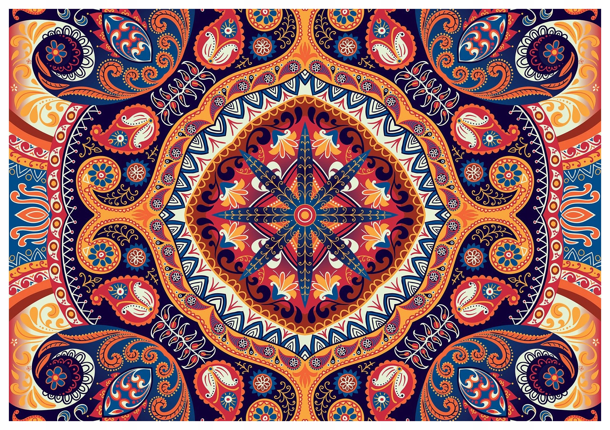 Fototapeta Paisley Mandala Květinový vzor Bohéma Teplé barvy 520x318 lepidlo