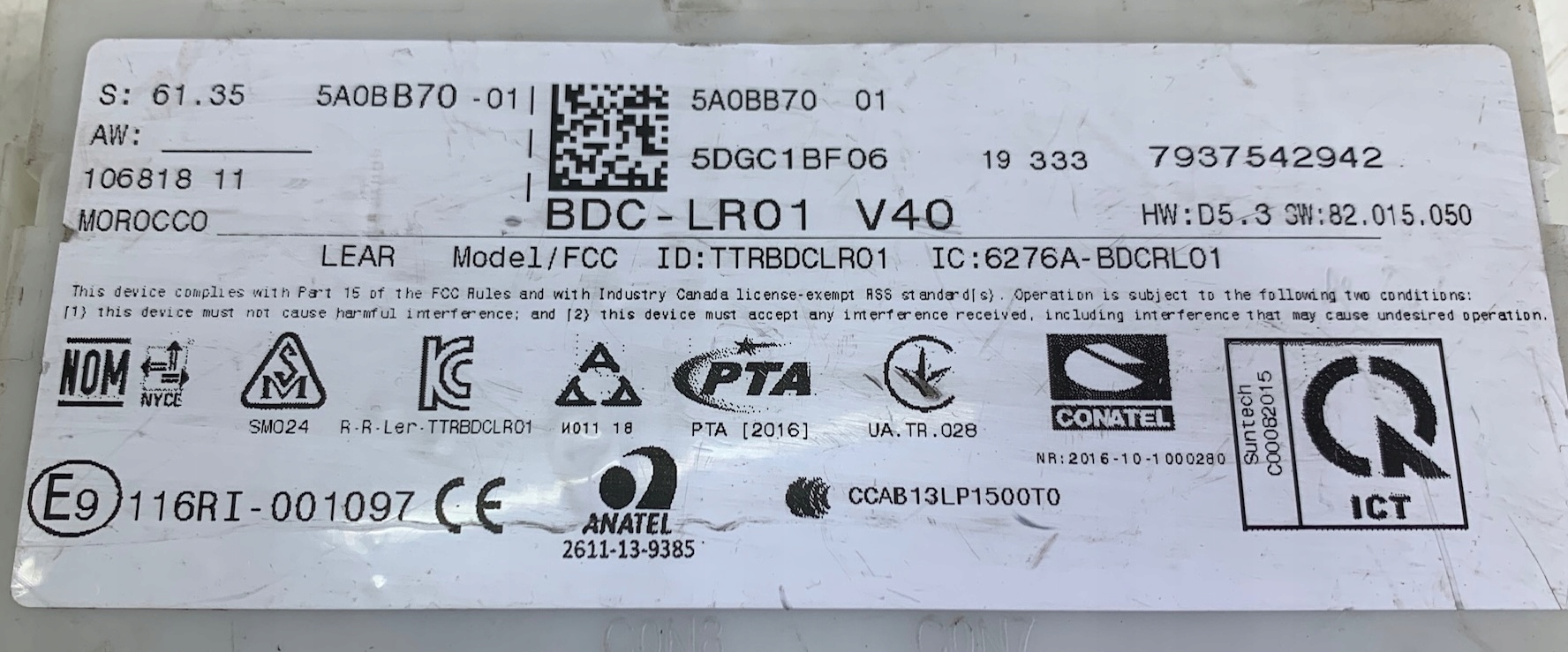 M63 module control unit BDC FEM BMW X1 F48 5A0BB70