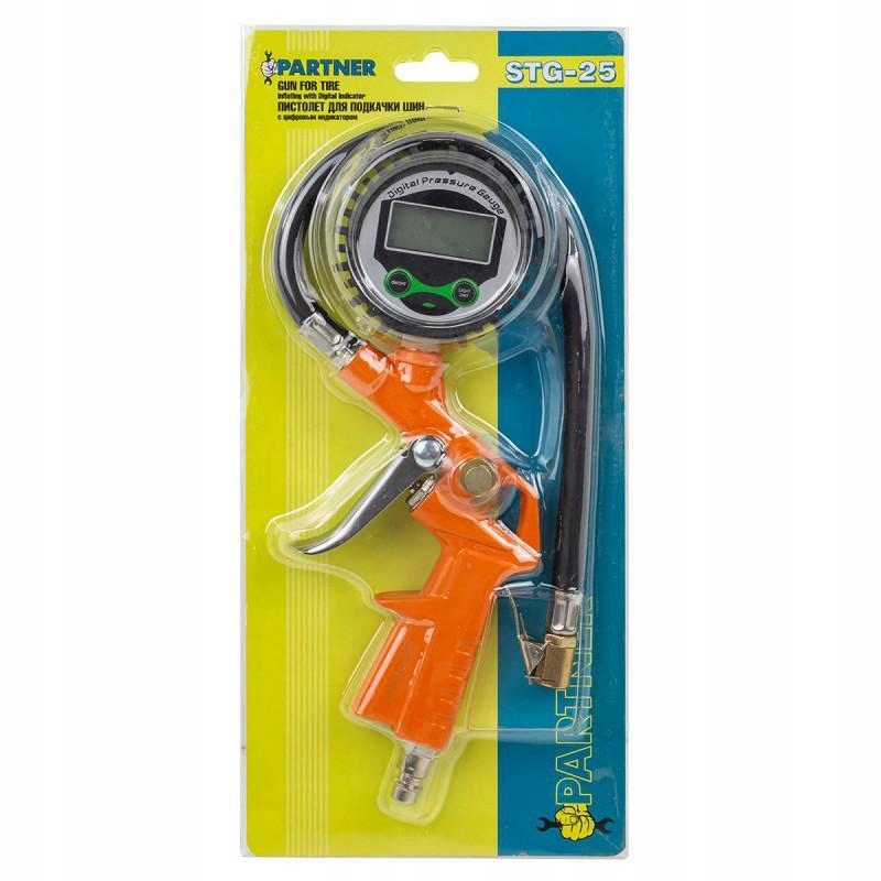 Partner Pistolet do pompowania kół manometr cyfrowy