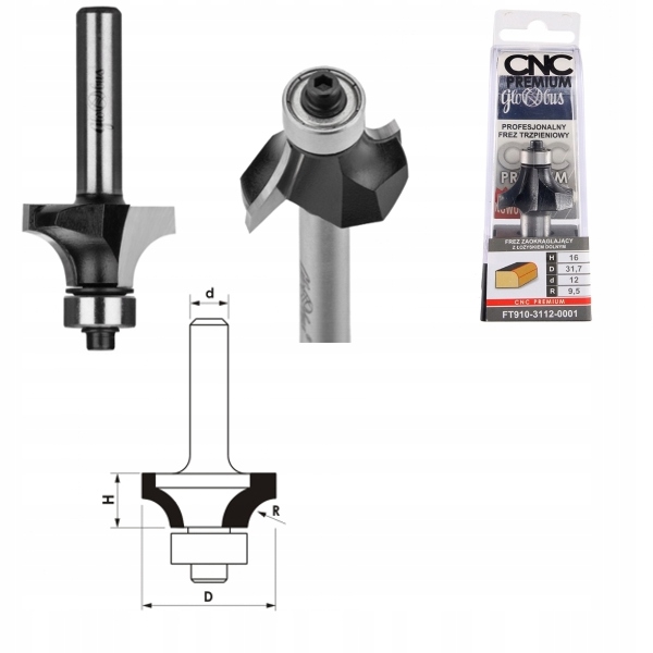 

Globus Frez do drewna zaokrąglający D38,1 d12 R12,