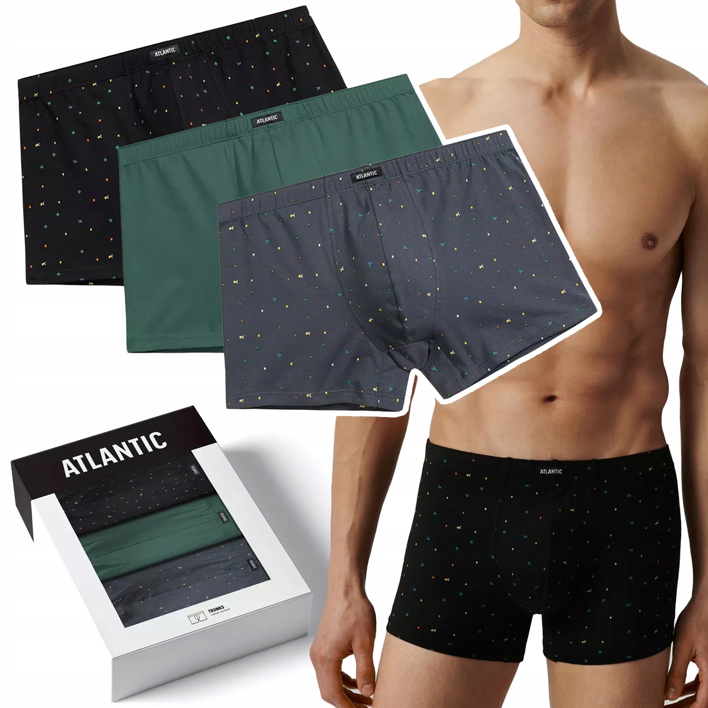 Atlantic 3MH-204 pánské klasické boxerky Bavlněné šortky 3 Páry XXL