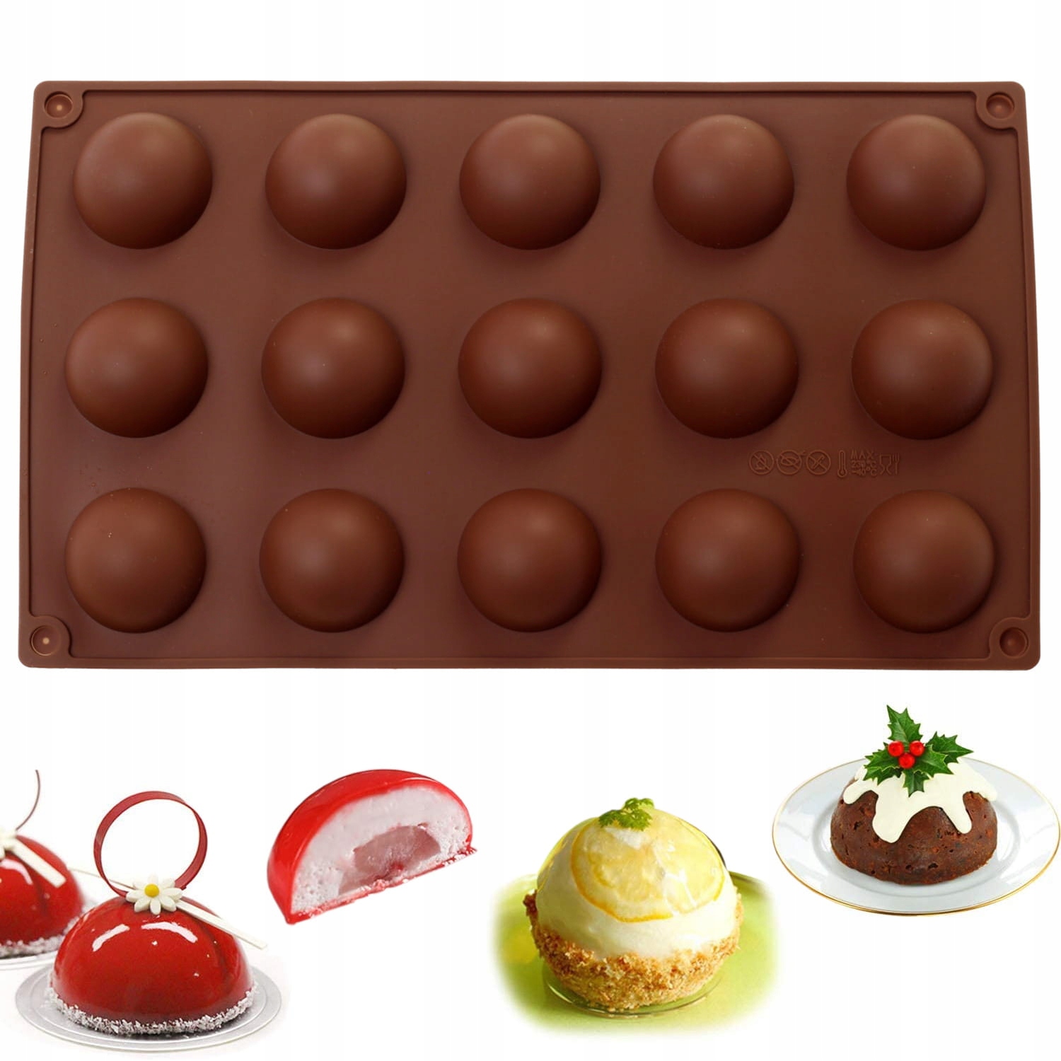 FOREMKA FORMA SILIKONOWA DO PIECZENIA MONOPORCJI PÓŁKULE KULA 358