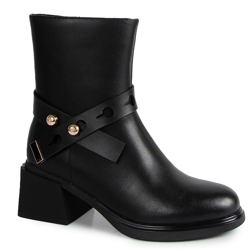 Maciejka K7183-01/00-8 Černé Kožené Kotníkové Boty S Ozdobou vel. 38