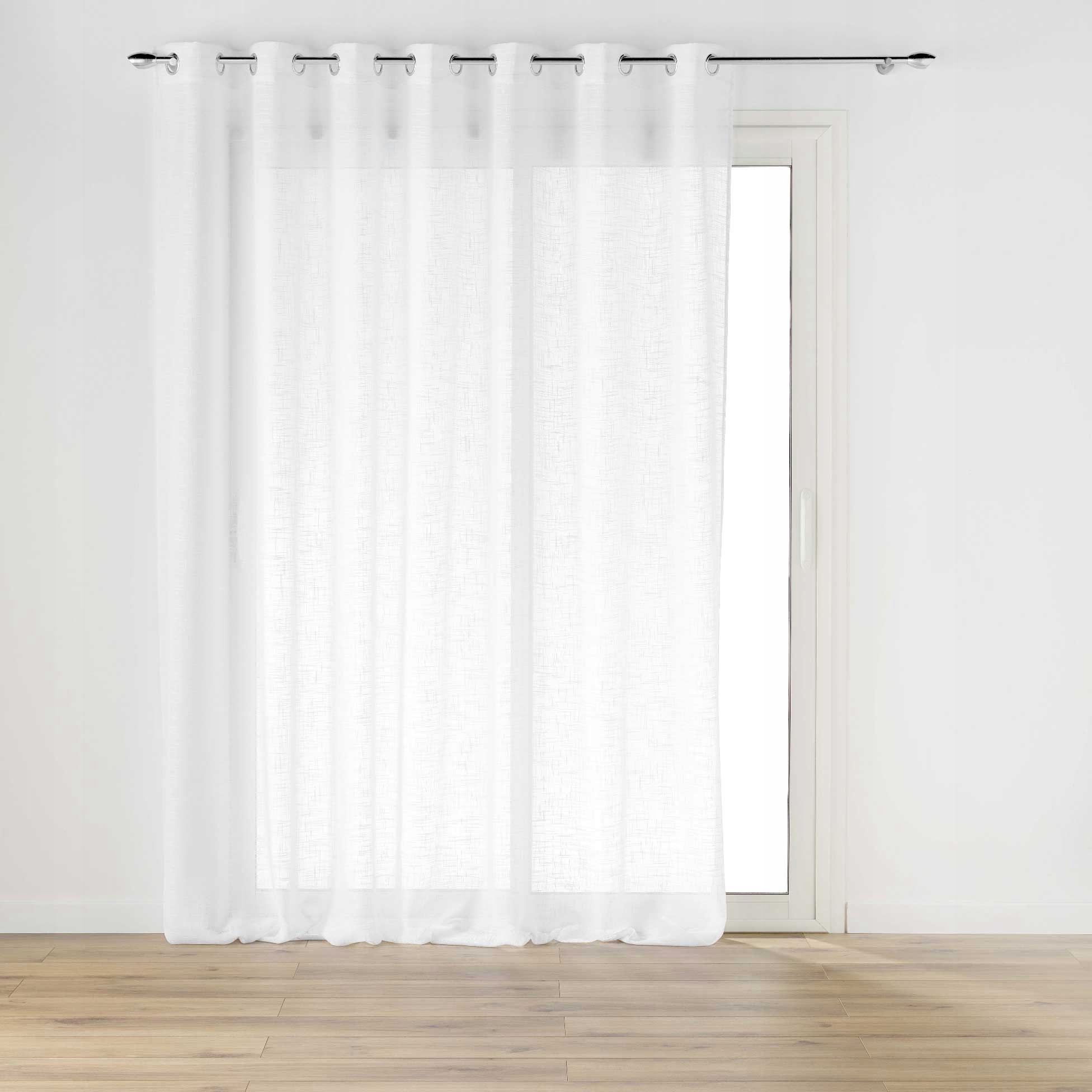 Záclona Bílá Na Průchodkách S Efektem Lnu Stylová Haltona 240 X 240 CM