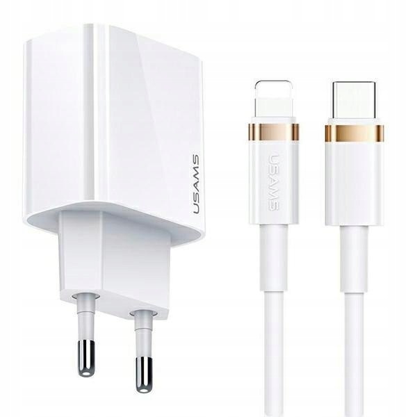 Usams Ład. siec. 1xUSB-C T34 20W 5V-3APD3.0 kabel U63 Usb-c do lightning