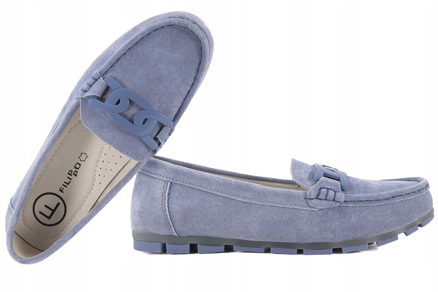 Filippo DP3630 Dámské Polobotky Semišové Mokasíny Kůže modré 36