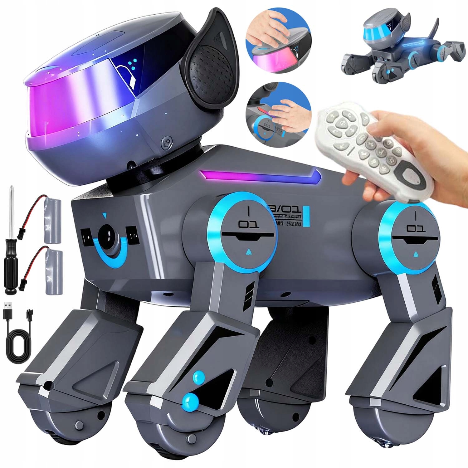 ROBOT PIESEK STEROWANY RC PROGRAMOWALNYCH INTERAKCJA DOTYKOWA + PILOT