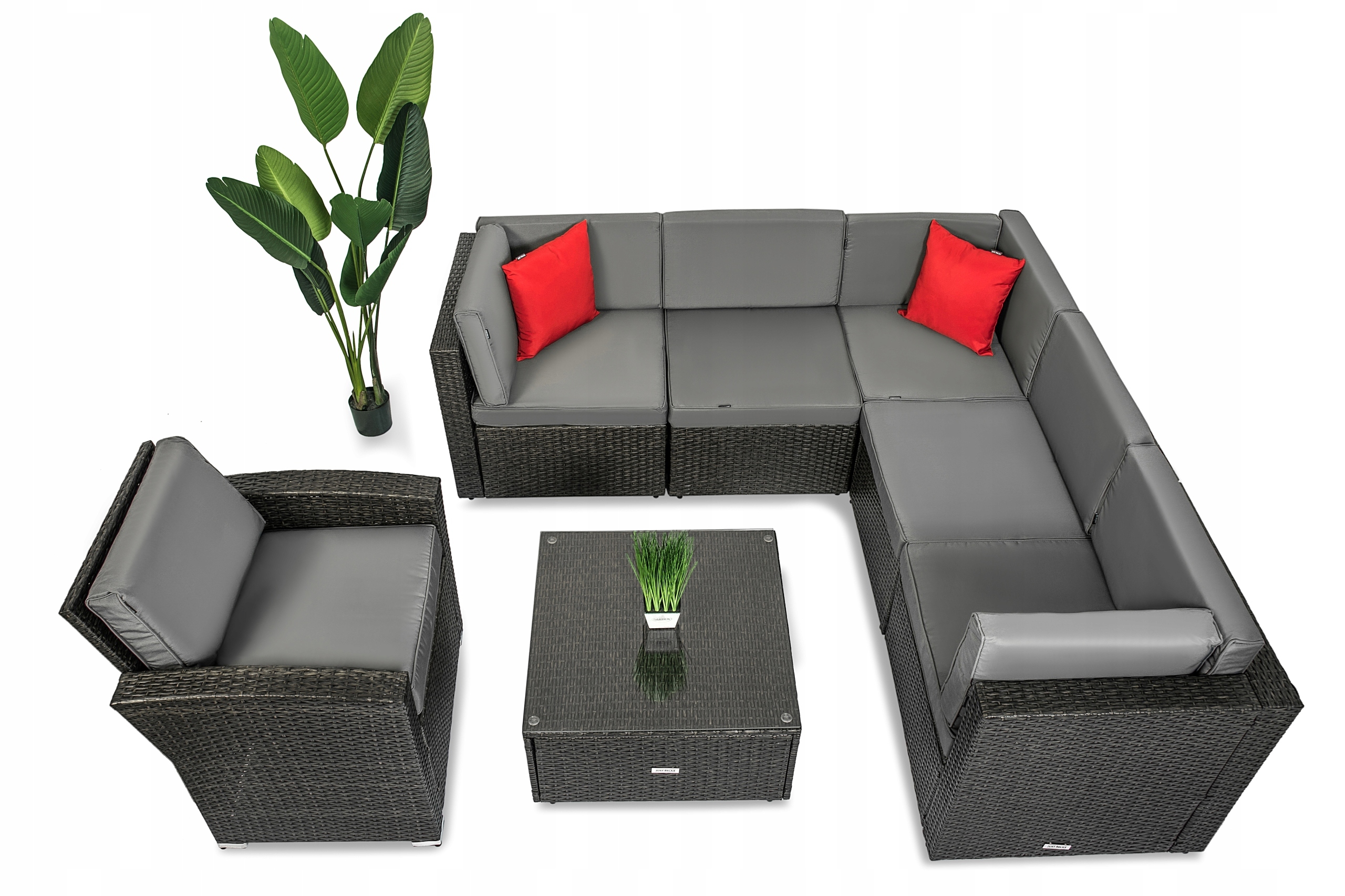 Zestaw meble ogrodowe narożnik metalowa konstrukcja rattan narożnik sofa
