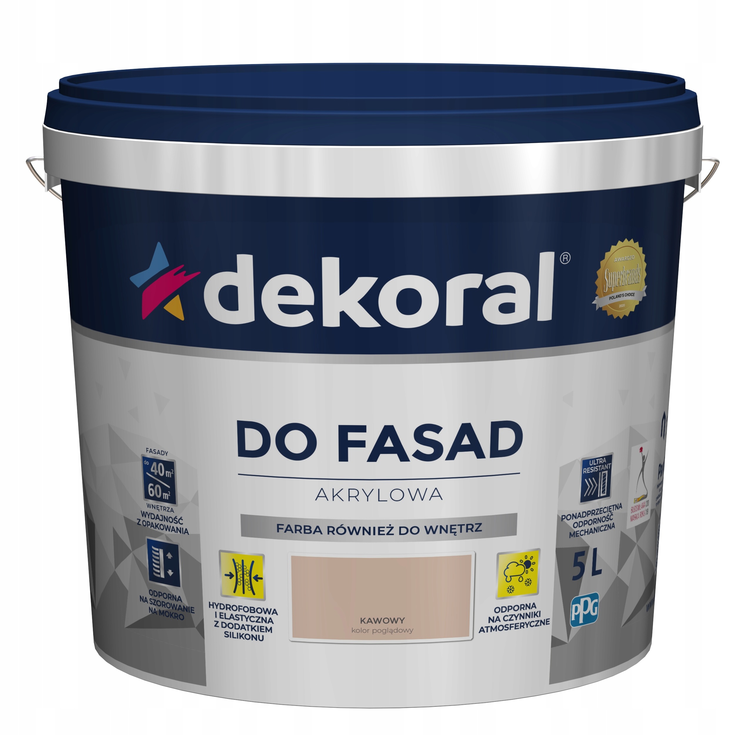 Dekoral Polinit Farba do fasad, zewnętrzna, fasadowa 5L Kawowy