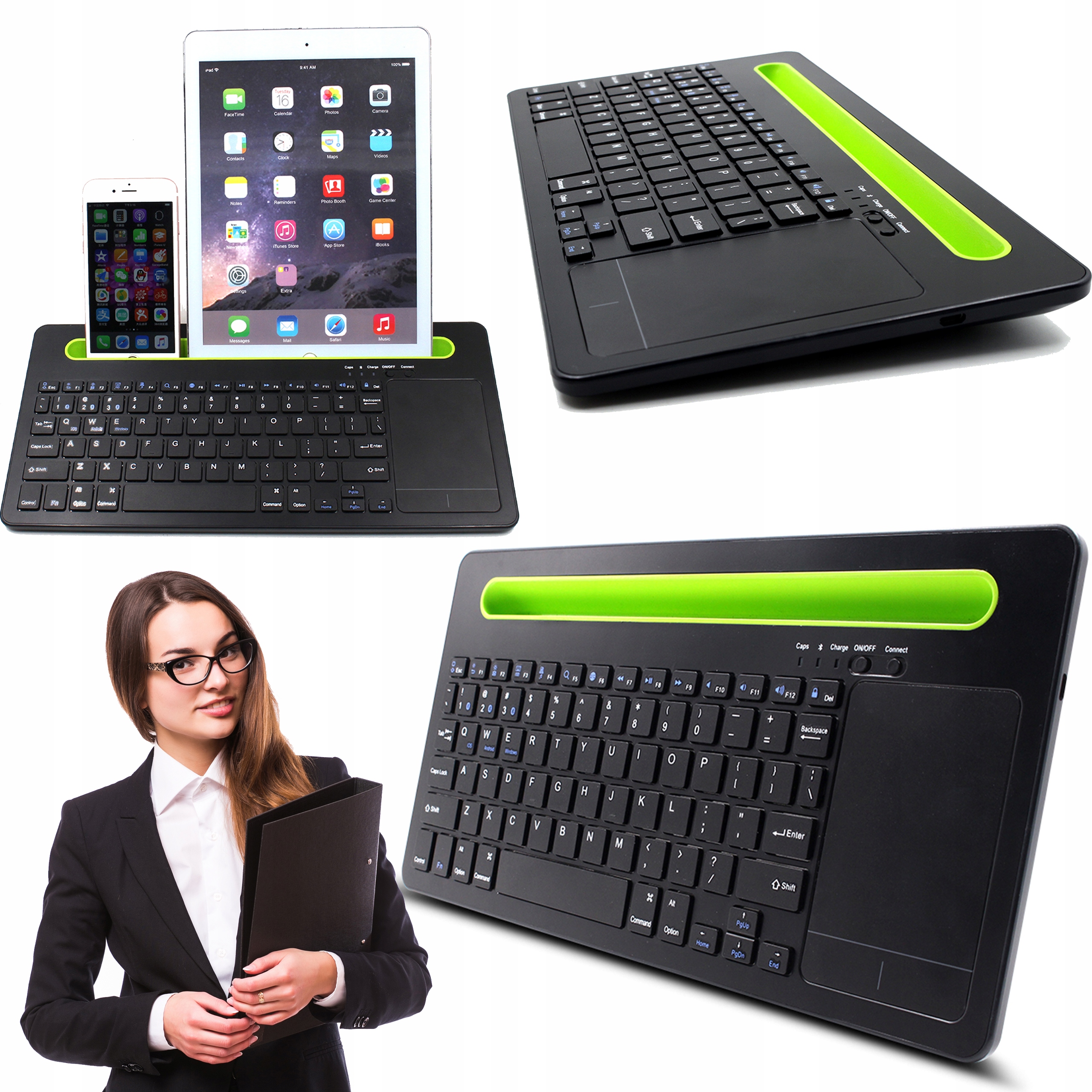 Klawiatura Bluetooth Z Touchpadem I Pdostawką Na Tablet Membranowa Mała