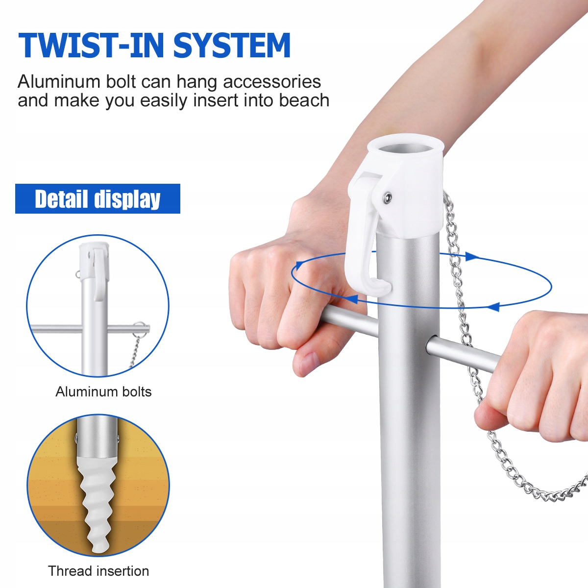 SKŁADANY PARASOL PLAŻOWY OGRODOWY 200cm Wysokość maksymalna 212 cm