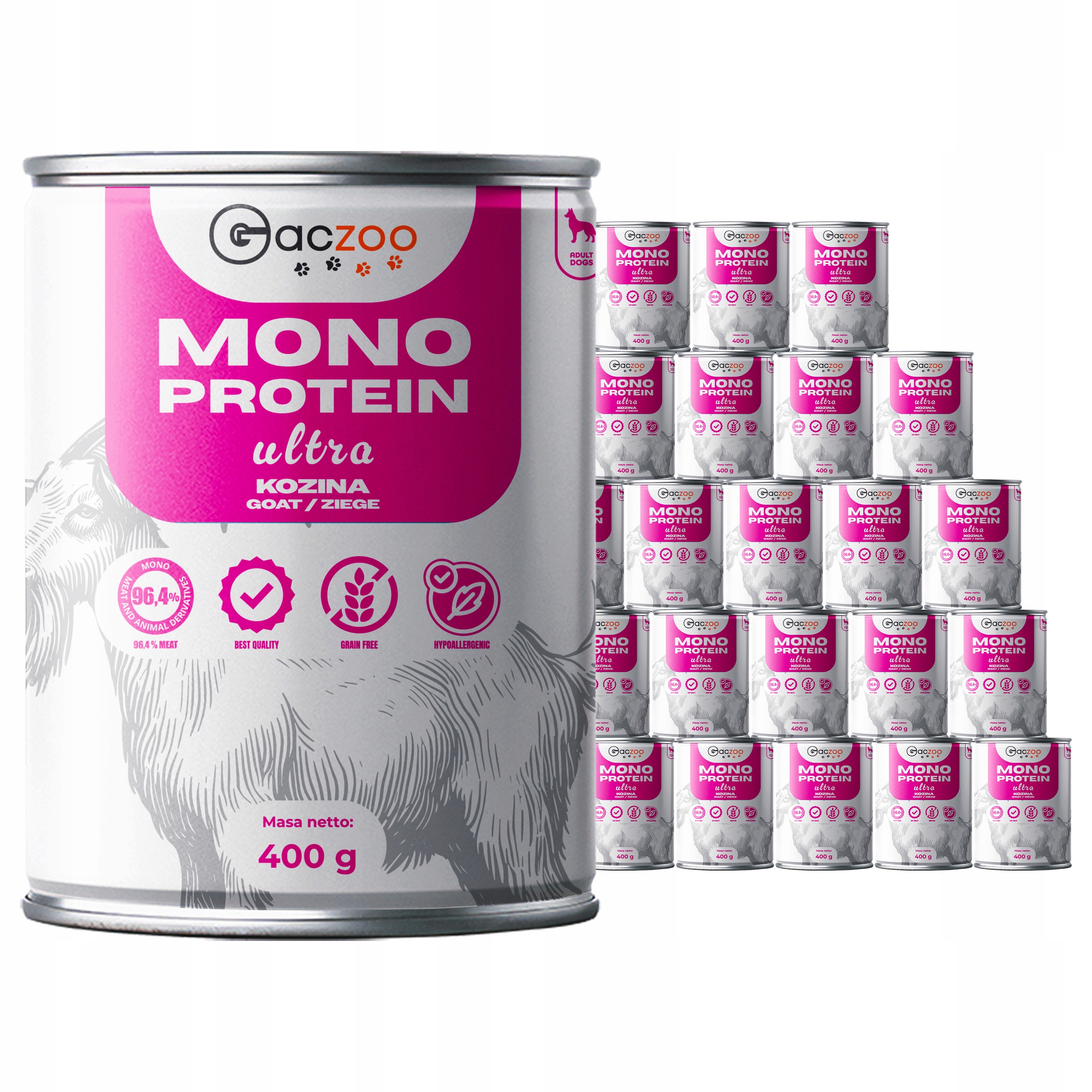 Levně Vlhké krmivo monoproteinové krmivo pro psy Gaczoo Mono Protein Ultra Kozina 24 x 400 g
