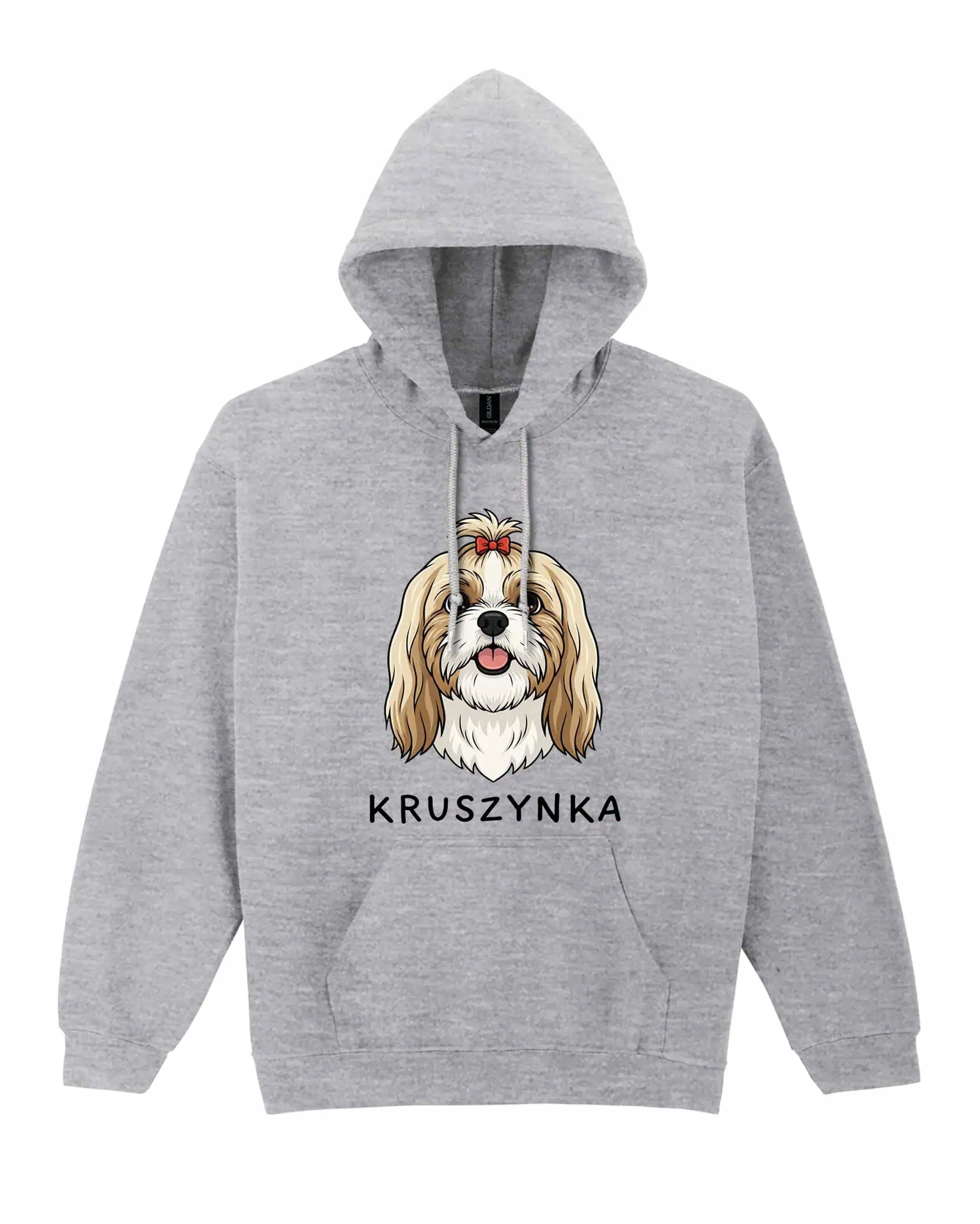 Mikina s kapucí Shih Tzu Personalizovaná Pupil Pes Šedá XL