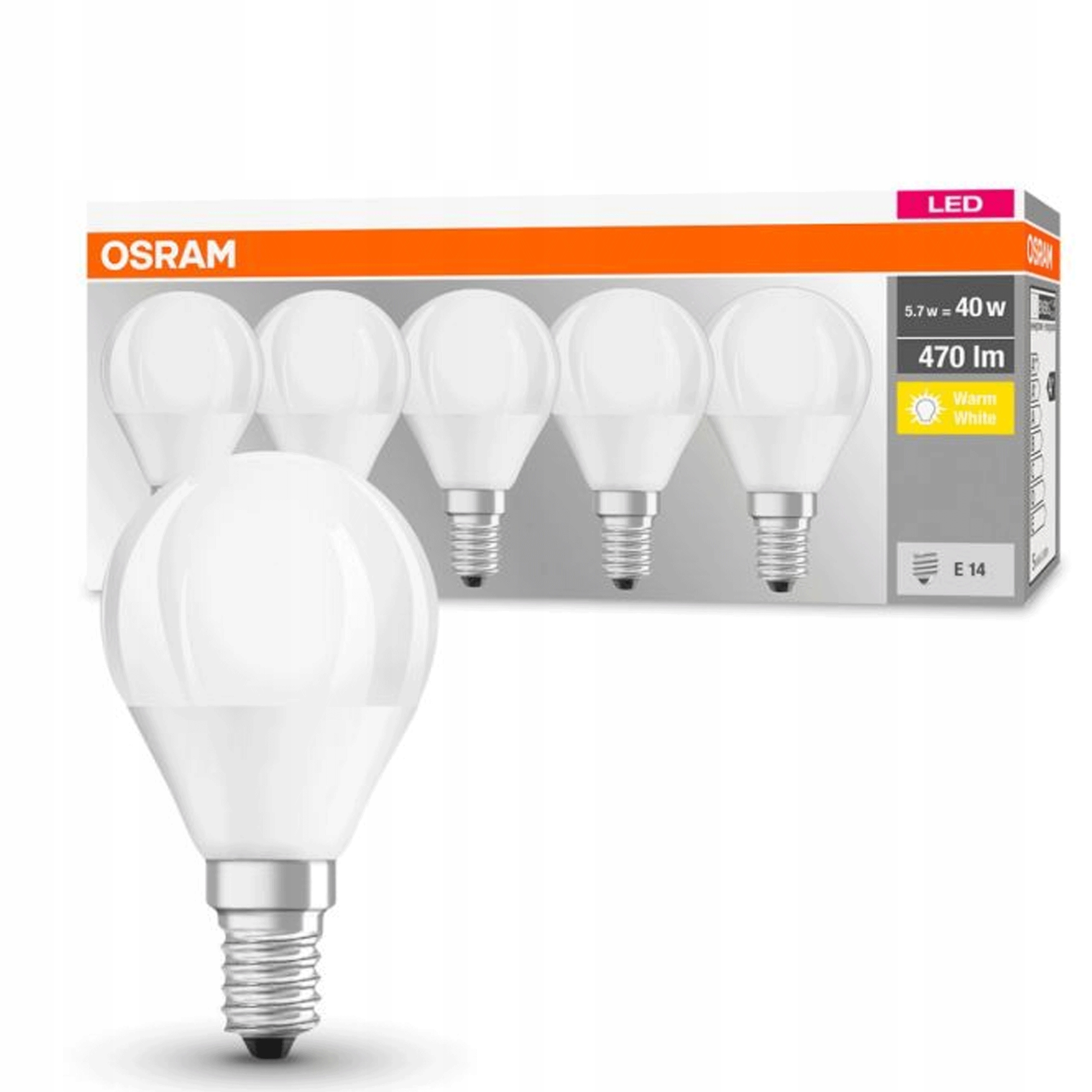 Osram Żarówka Led E14 Kulka 5W 40W 2700K 5PAK