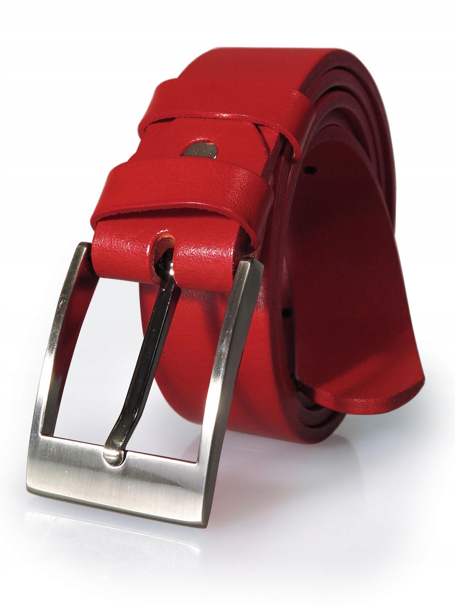 

Czerwony skórzany pasek męski KMG41 100 cm + Etui