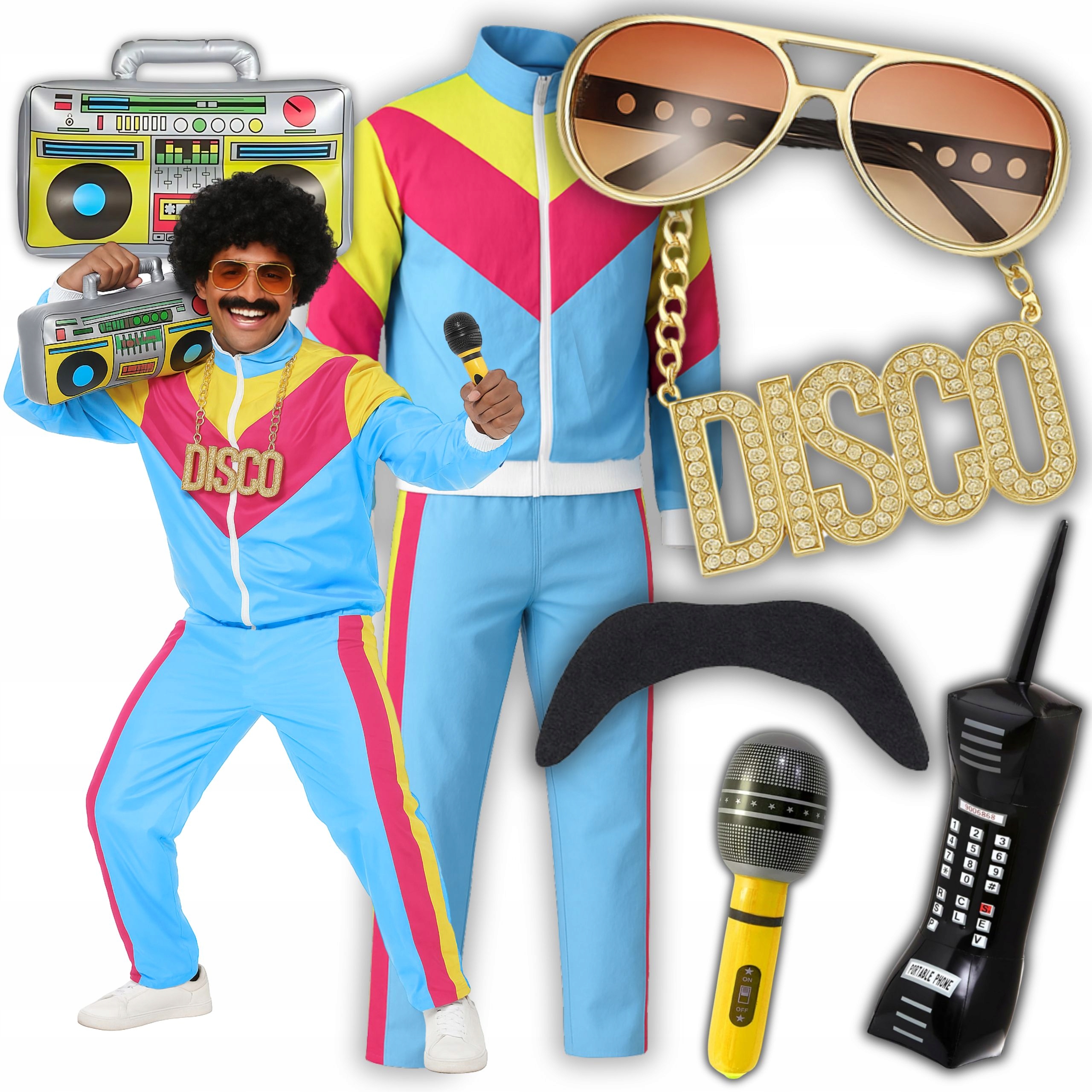 Kostým Léta 80 90 Disco Gangster Raper Teplákovka Ortalionový Řetěz S 158 164