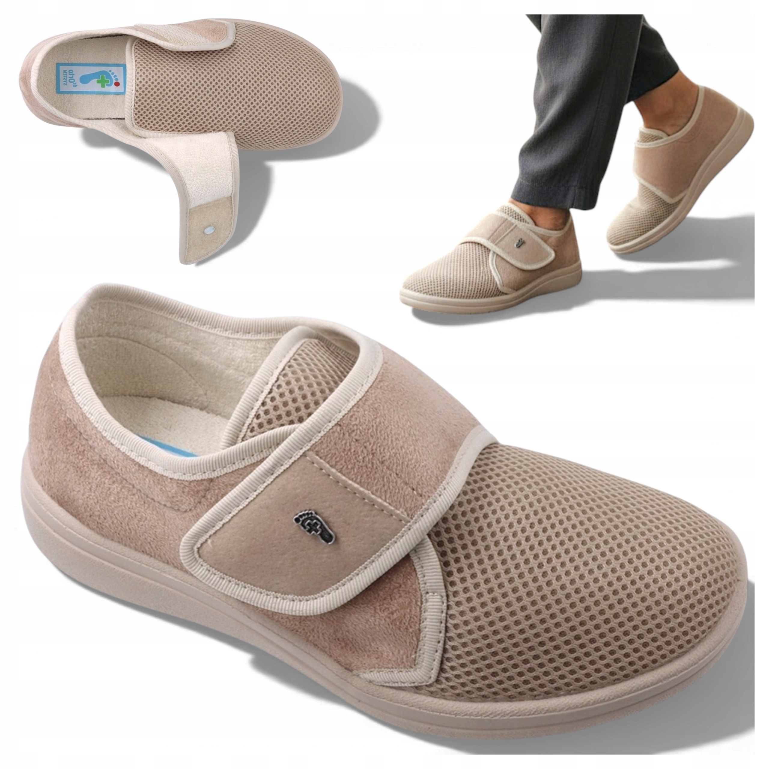 Dr Orto 39 Boty pro Seniora na širokou nohu Obuv na suchý zip Zdravotní béžová