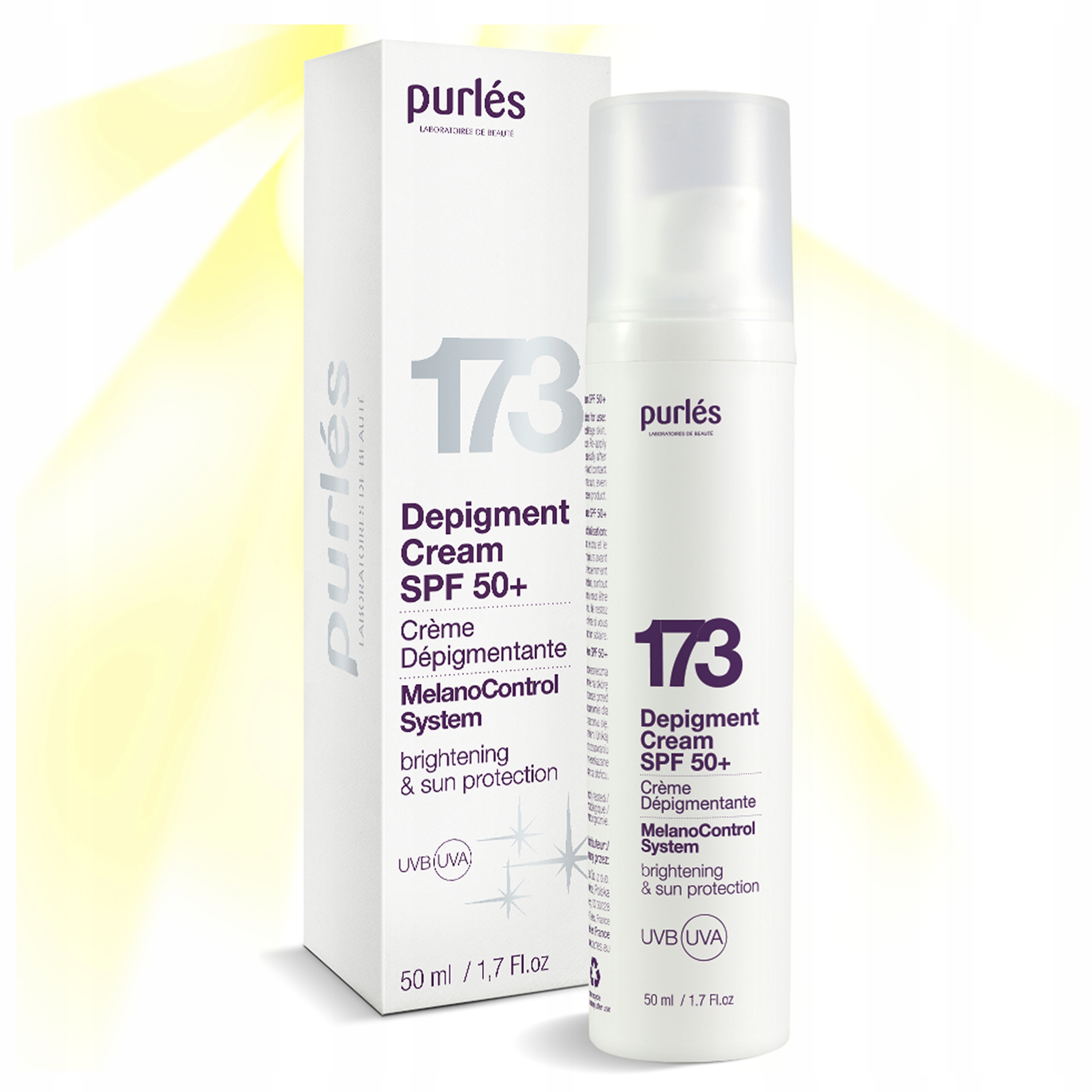Purles 173 krem depigmentujący SPF50+ na przebarwienia twarzy