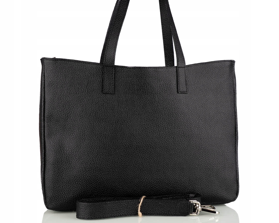 Dámská shopper kabelka XXL černá z přírodní kůže A4 elegantní