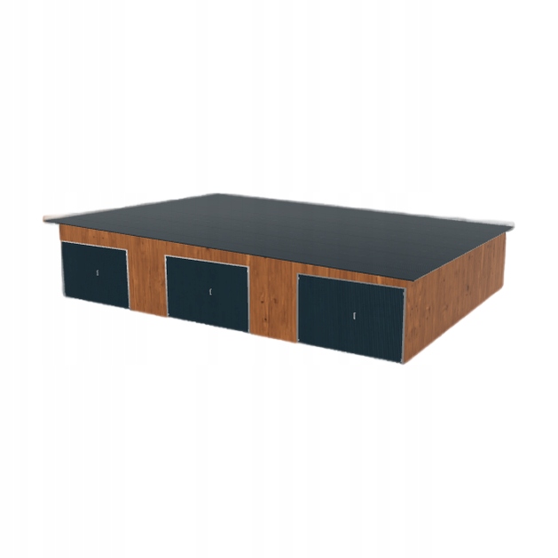Plechová garáž 12x9 m s třípolohovým spádem vpravo Zlatý dub