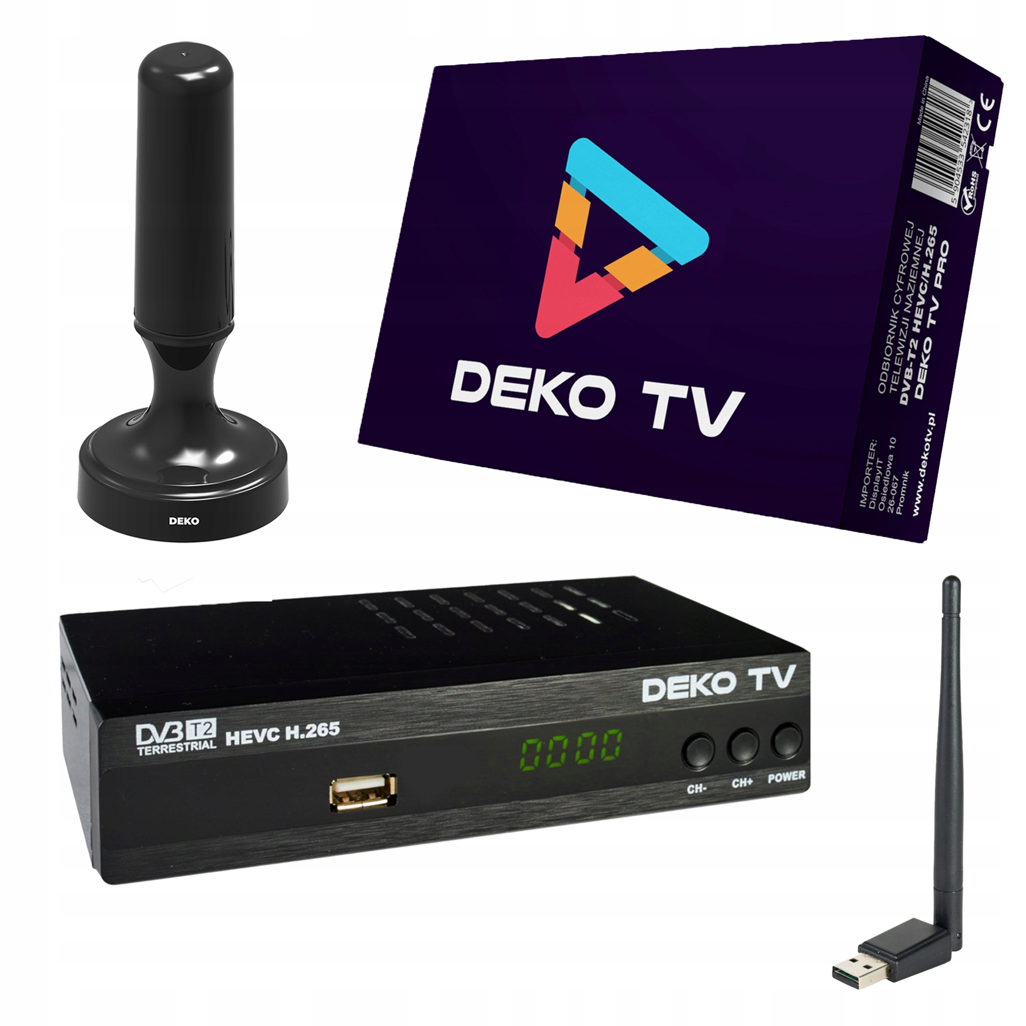 Tuner Dekodér DVBT2 DekoTV Pro pozemného Tv DVB-T2 WiFi anténa Rf Deko