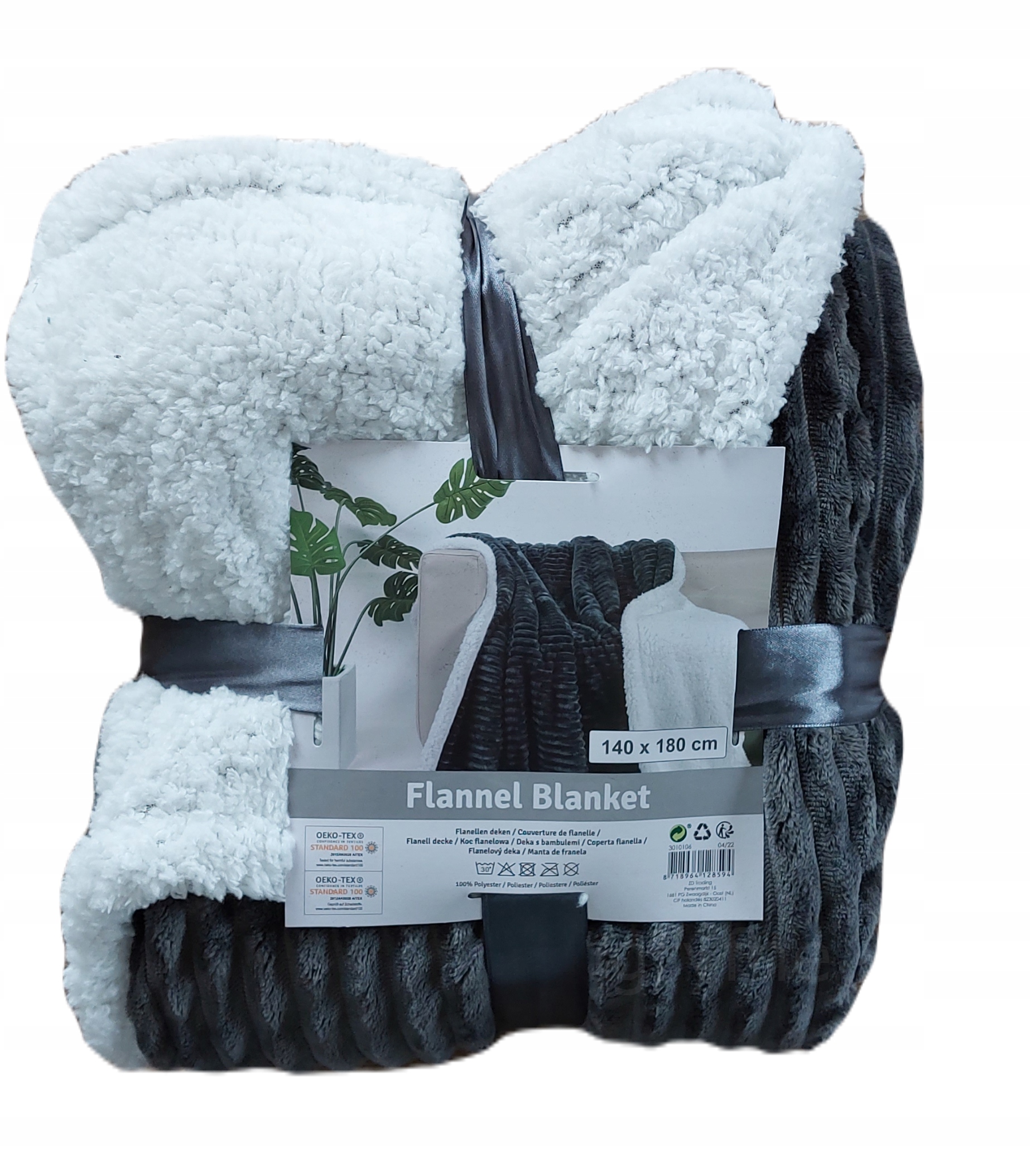 

Szary Koc Dwustronny Polarowy Baranek 140x180 Pled