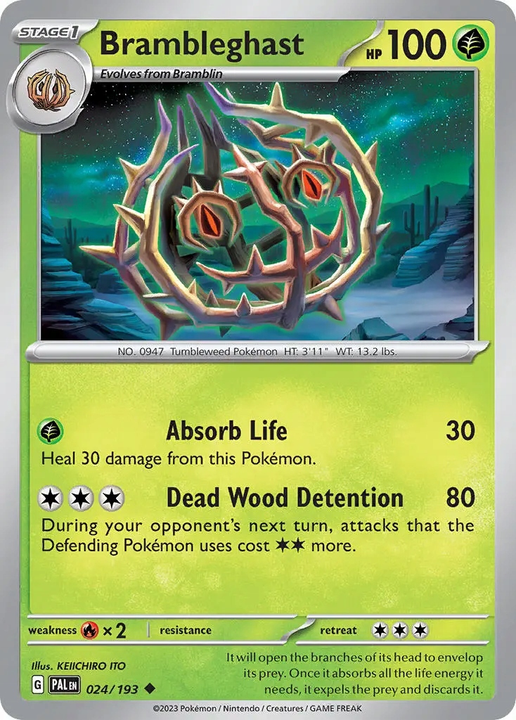 Oryginalna Karta Pokemon Brambleghast (pal 024) Reverse Holo