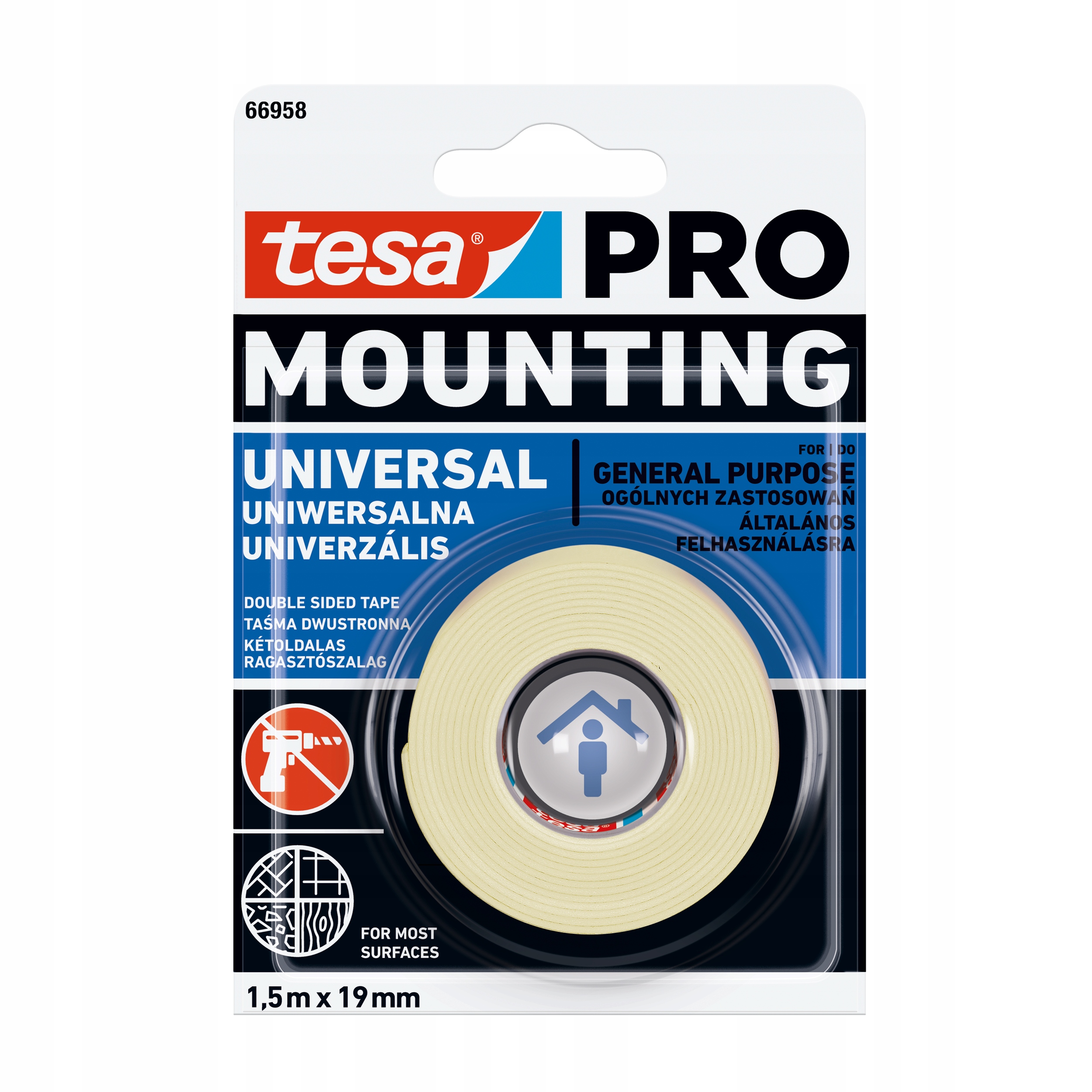 

Tesa 66958 Mocna, uniwersalna taśma montażowa 1,5m