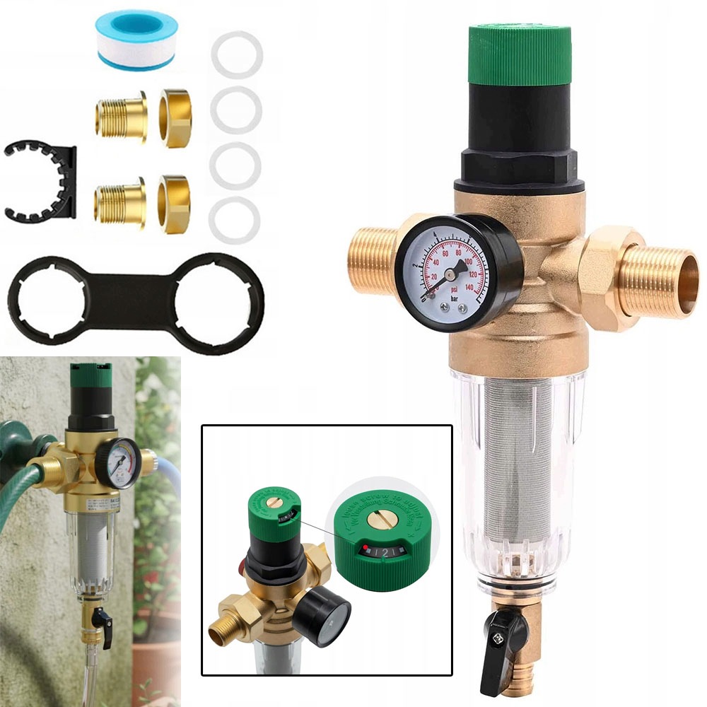 Reduktor S Manometrem Filtr Na Vodu 3/4" DN20 se zpětným proplachem