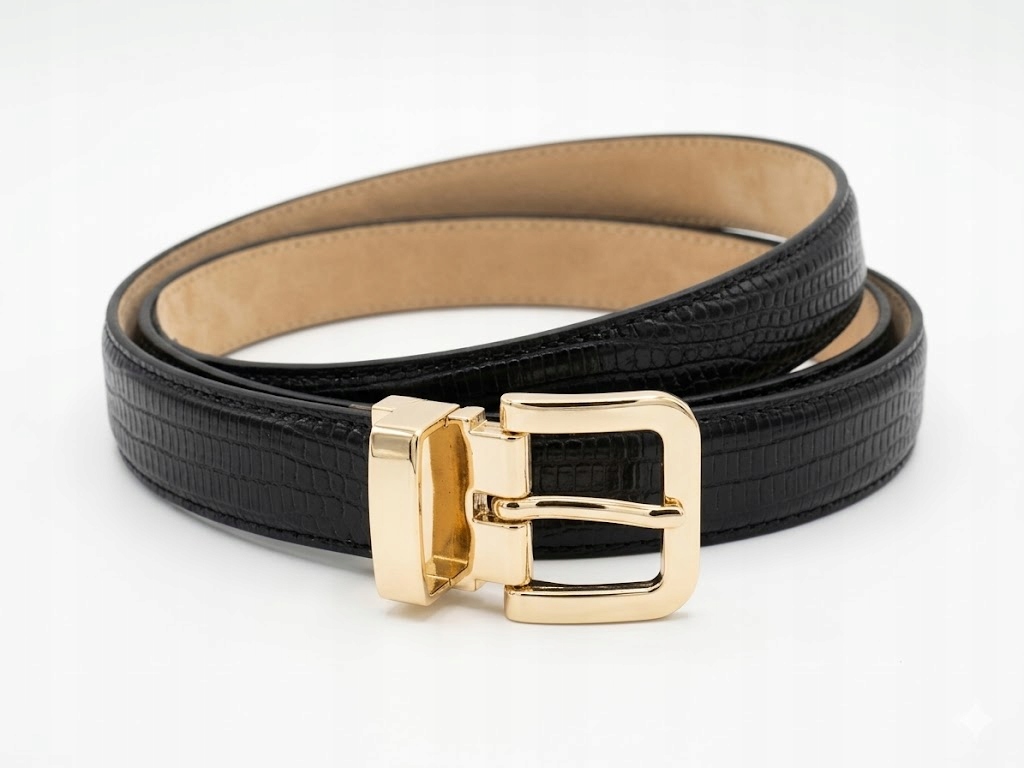 Anthoni Crown Černý Pásek Z Přírodní Kůže S Přezkou 95 CM 6FA