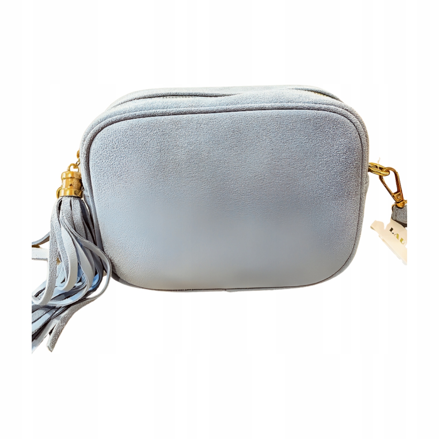 Laura Biaggi kabelka kufřík semišová modrá se střapcem