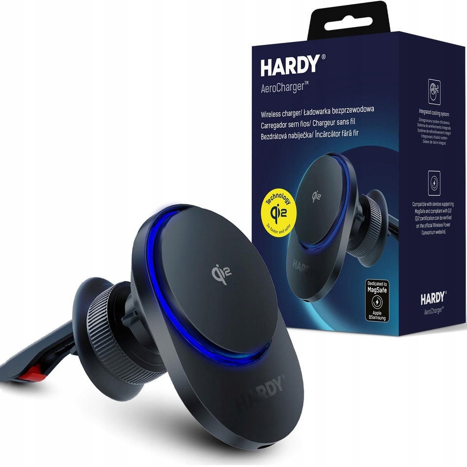 Držák do auta na mřížku ventilace, 3mk Hardy AeroCharger 15W Qi2, magnet