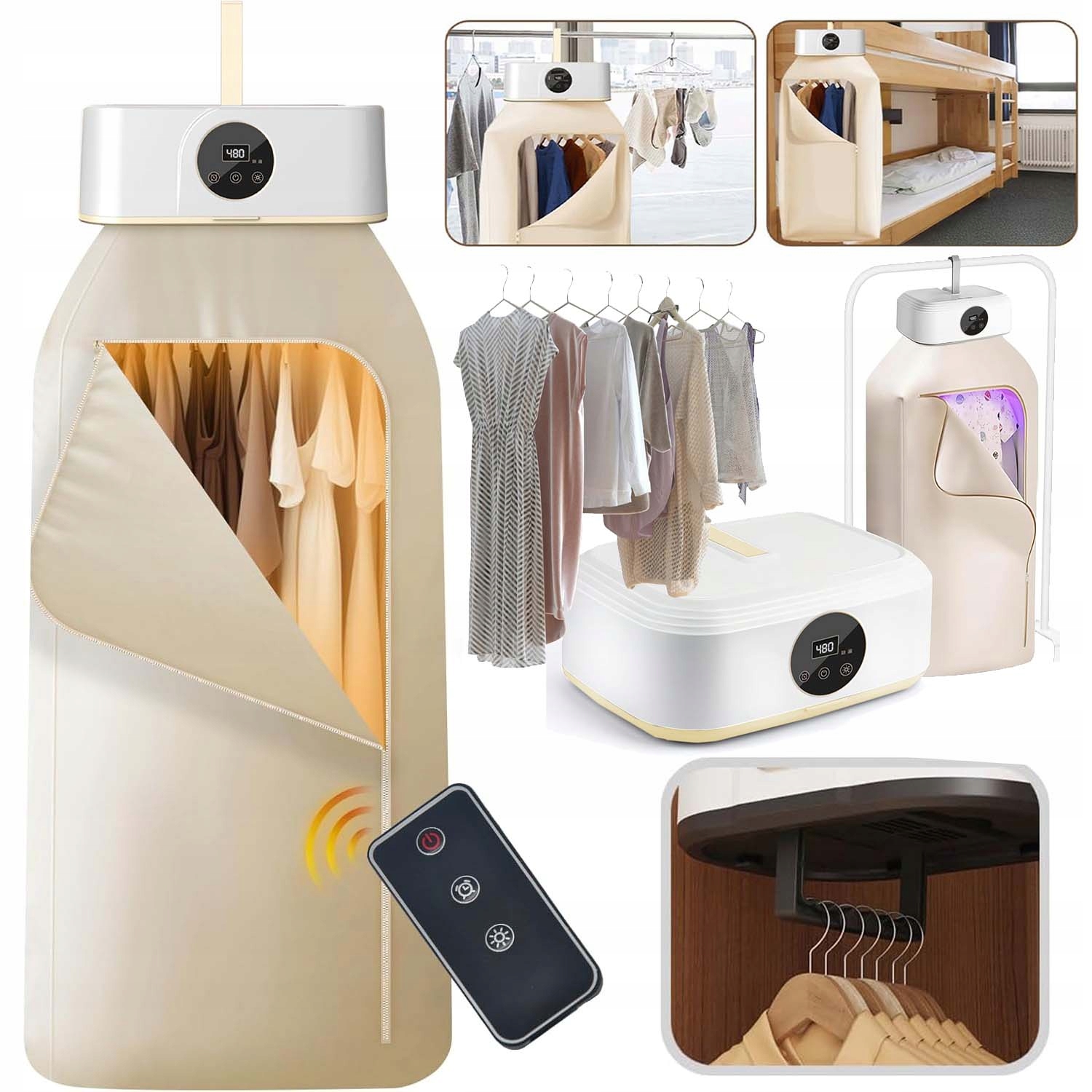 Mini Elektrická Sušák Na Prádlo Přenosná Rychleschnoucí 360 Časovač 600 W