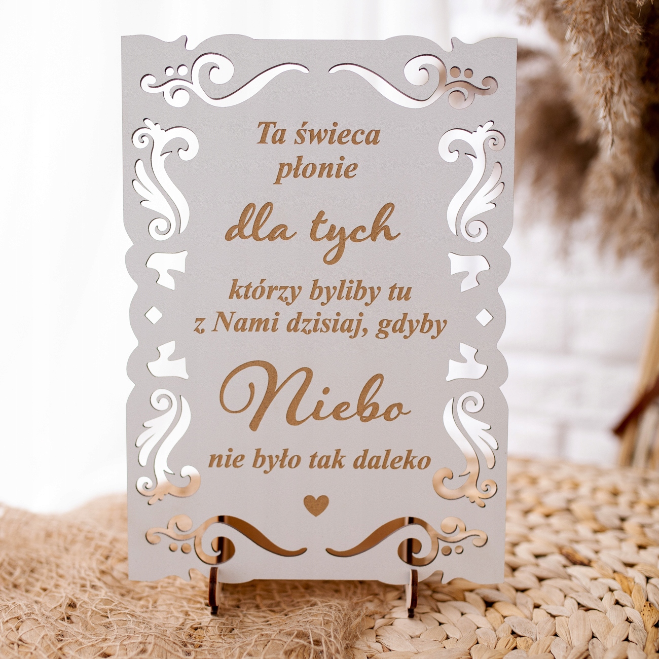 Tabliczka ''Ta świeca płonie..." Biały Kształt prostokątny