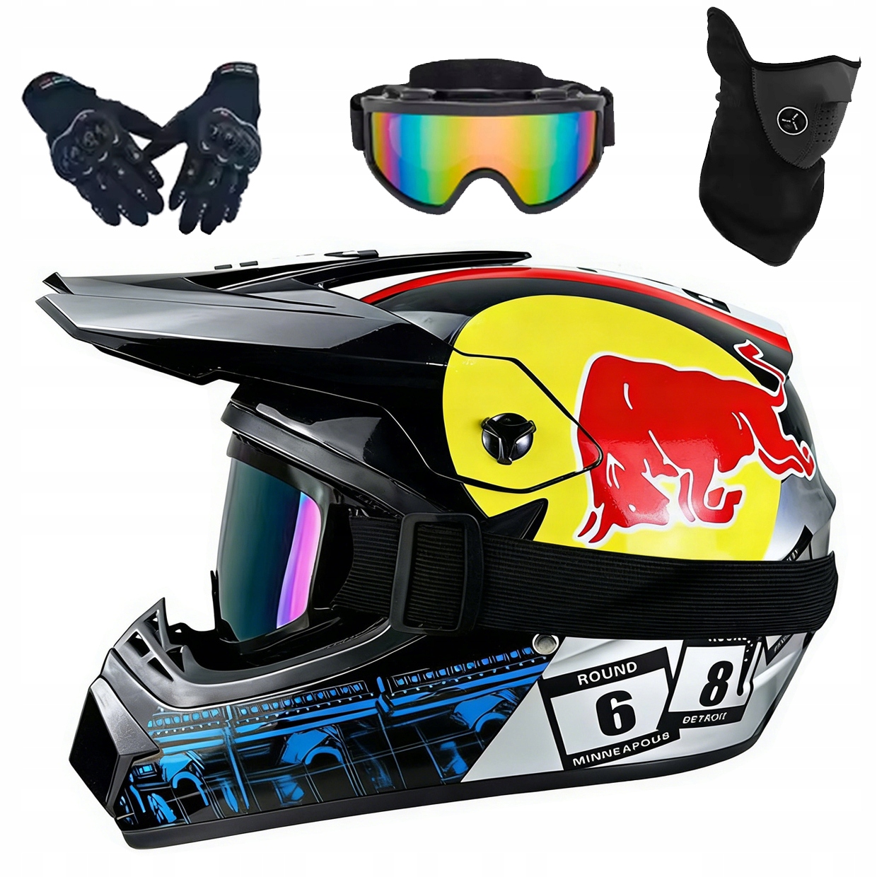 Helma Na Elektrickou Koloběžku Cross Enduro Quad Bmx Helma Brýle Rukavice M