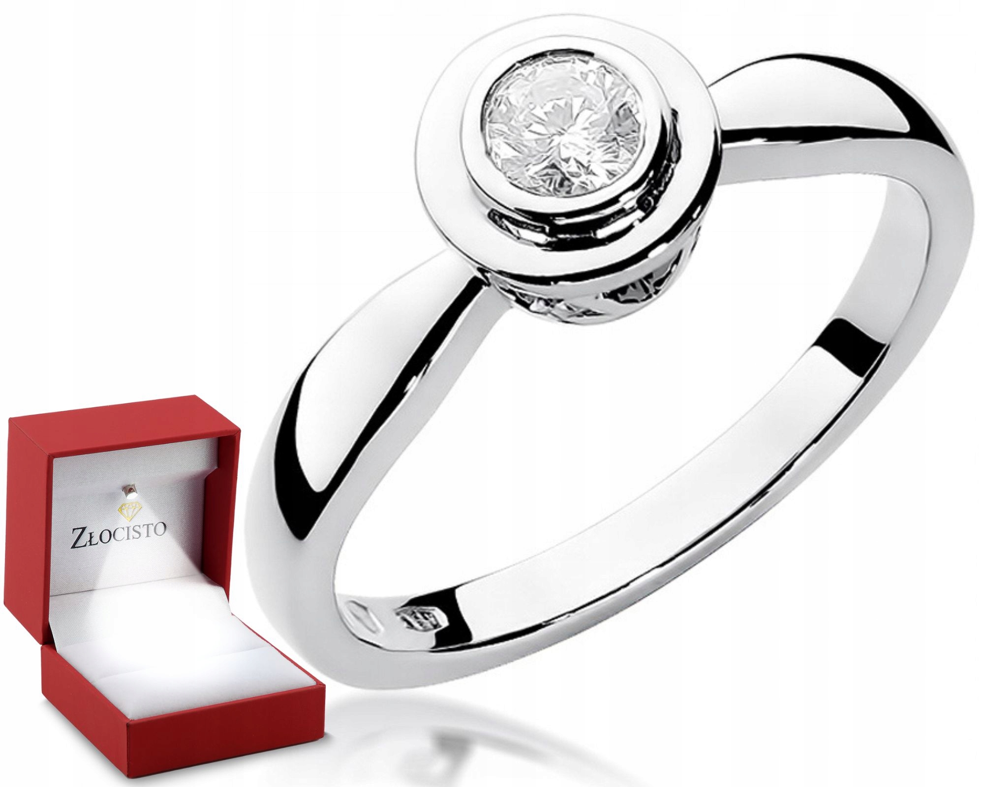 Prstýnek Brilant 0,30 Ct Bílé Zlato 585 Gravírování
