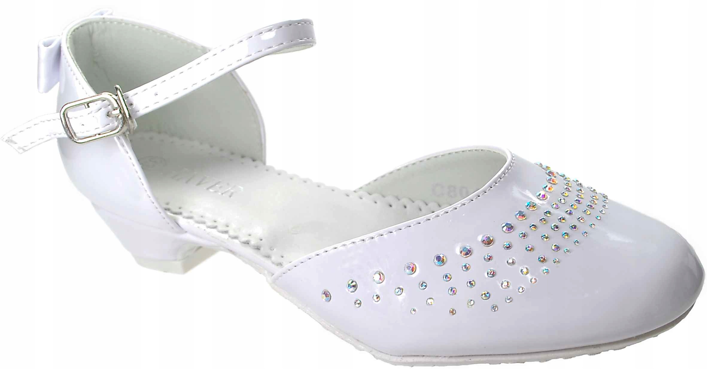 Białe śnieżnobiałe PANTOFELKI komunia LAKIER. r 36 Rozmiar 36